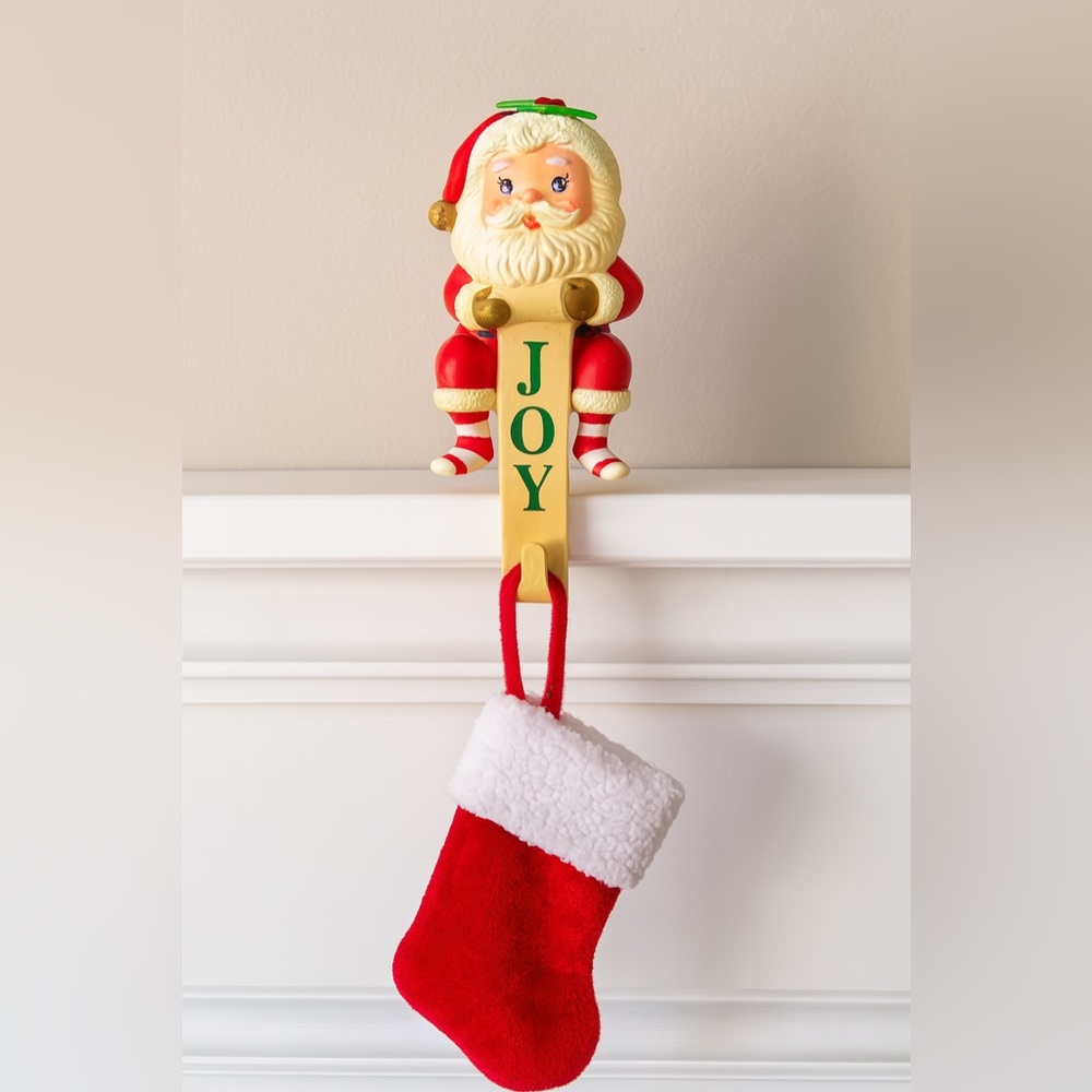 Russ Vintage Santa Christmas Stocking Shelf Sitter Mantel Stocking Holder
